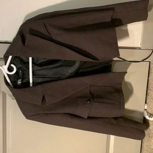 Zara Plaid cropped jacket